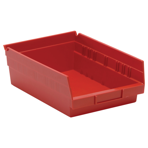 Shelf Bins, 8-3/8" W x 4" H x 11-5/8" D, Red, 30 lbs. Capacity D. Morneault & Fils
