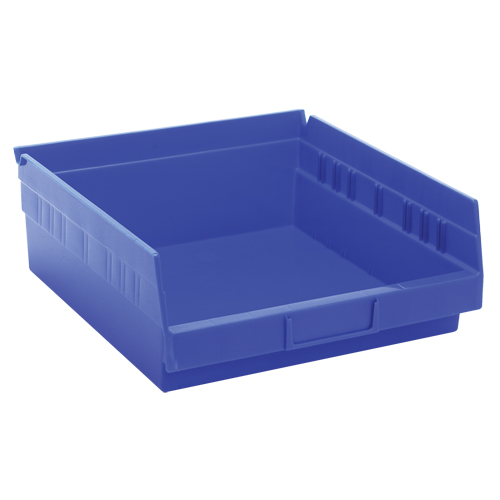 Shelf Bins, 11-1/8" W x 4" H x 11-5/8" D, Blue, 30 lbs. Capacity D. Morneault & Fils