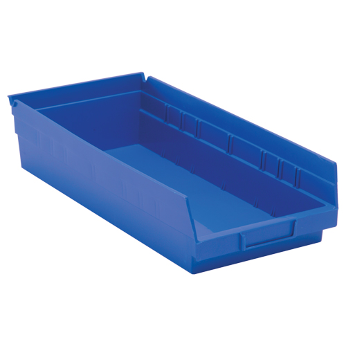Shelf Bins, 8-3/8" W x 4" H x 17-7/8" D, Blue, 40 lbs. Capacity D. Morneault & Fils