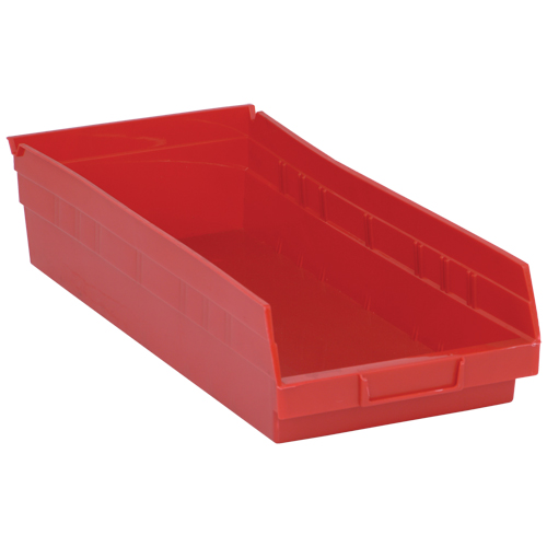 Shelf Bins, 8-3/8" W x 4" H x 17-7/8" D, Red, 40 lbs. Capacity D. Morneault & Fils