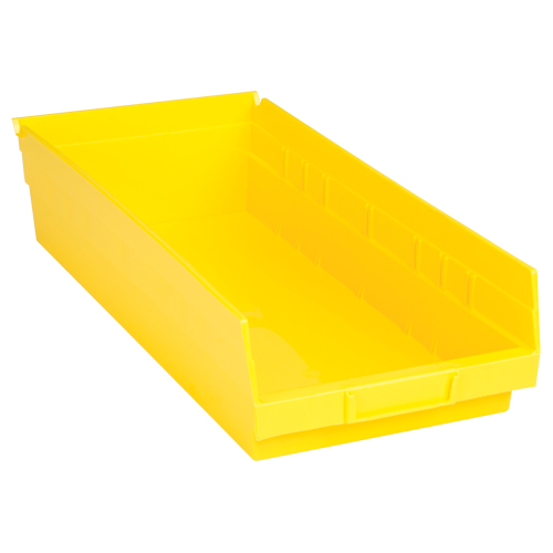 Shelf Bins, 8-3/8" W x 4" H x 17-7/8" D, Yellow, 40 lbs. Capacity D. Morneault & Fils