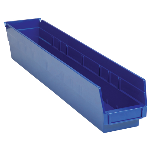 Shelf Bins, 4-1/8" W x 4" H x 23-5/8" D, Blue, 50 lbs. Capacity D. Morneault & Fils