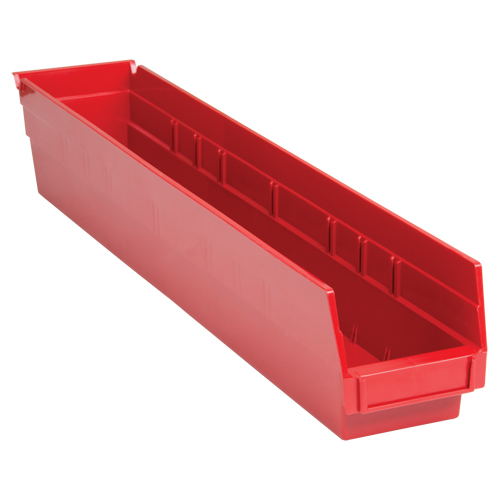 Bacs de rangement pour tablettes, 4-1/8" la x 4" H x 23-5/8" p, Rouge, Capacit&eacute; 50 lb D. Morneault & Fils
