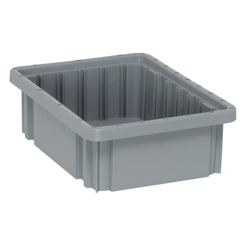 Divider Box&reg; Containers, Plastic, 10.9" W x 8.3" D x 3.5" H, Grey D. Morneault & Fils