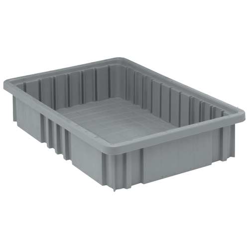 Contenants Divider Box, Plastique, 16,5" la x 10,9" p x 3,5" h, Gris D. Morneault & Fils