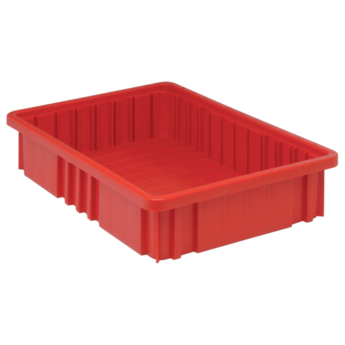 Divider Box&reg; Containers, Plastic, 16.5" W x 10.9" D x 3.5" H, Red D. Morneault & Fils