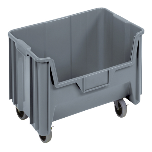 Bac g&eacute;ant mobile empilable, 12-7/16" ha x 19-7/8" la x 15-1/4" p, Capacit&eacute; de 250 lb, Gris D. Morneault & Fils
