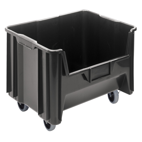 Bac g&eacute;ant mobile empilable, 12-7/16" ha x 19-7/8" la x 15-1/4" p, Capacit&eacute; de 250 lb, Noir D. Morneault & Fils