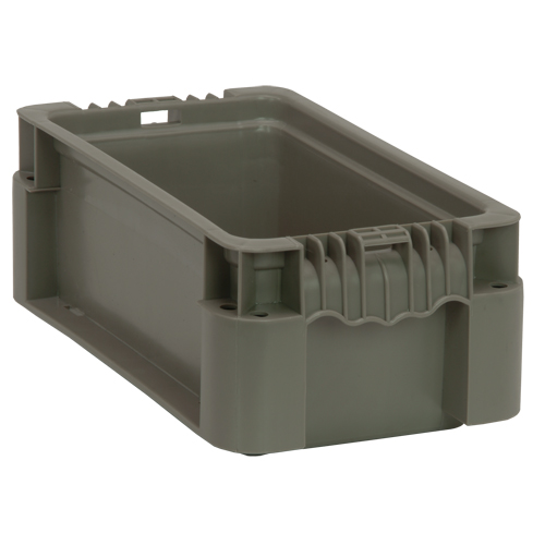 Collapsible Stacking Container, 7" W x 12" D x 5" H, Grey D. Morneault & Fils