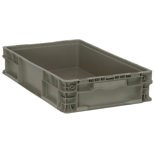 Collapsible Stacking Container, 15" W x 24" D x 5" H, Grey D. Morneault & Fils
