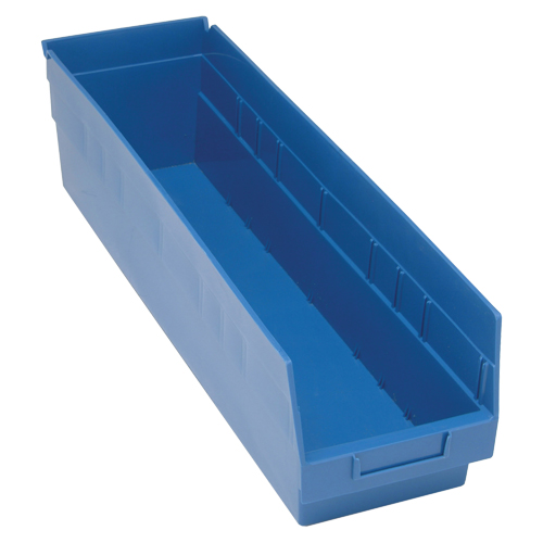 Store More Plastic Shelf Bins, 6-5/8" W x 6" H x 23-5/8" D, Blue, 90 lbs. Capacity D. Morneault & Fils