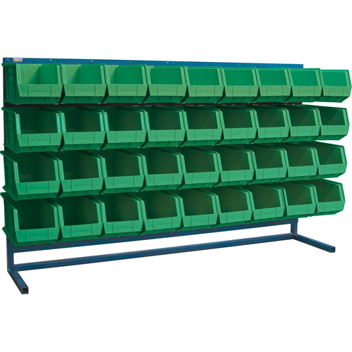 Louvered Rack with Bins, 36 Bins, 72" W x 15" D x 40" H D. Morneault & Fils