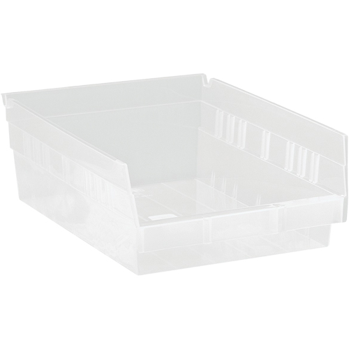 Shelf Bins, 8-3/8" W x 4" H x 11-5/8" D, Clear, 30 lbs. Capacity D. Morneault & Fils