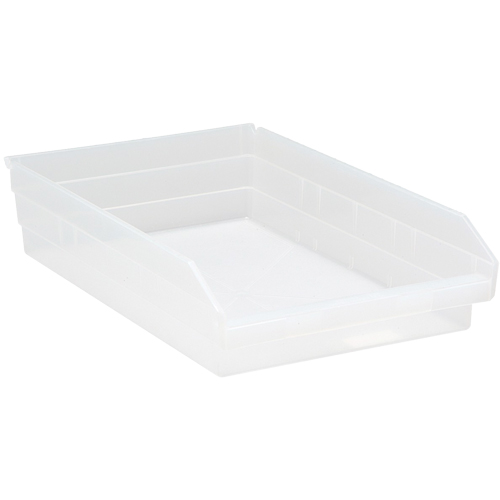 Shelf Bins, 11-1/8" W x 4" H x 17-7/8" D, Clear, 40 lbs. Capacity D. Morneault & Fils