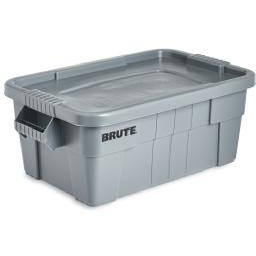 Brute Storage Tote with Lid, 27.88” D x 16.5” W x 10.7" H, 112 llbs. Capacity, Grey D. Morneault & Fils