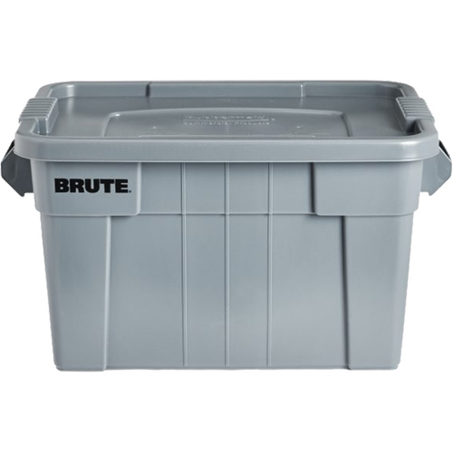Bac de stockage Brute avec couvercle, 27,88” p x 17,38” la x 15,13” h, Capacit&eacute; 160 lb, Gris D. Morneault & Fils