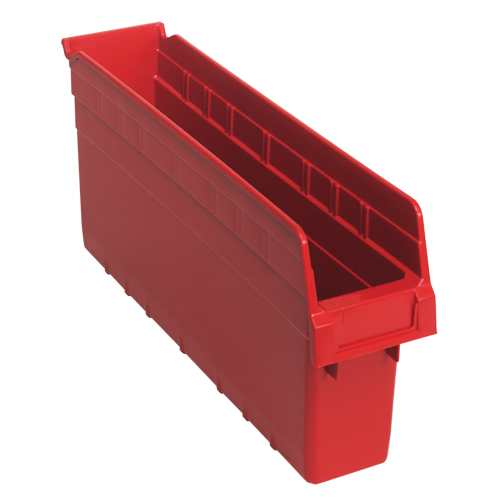 Store-Max Shelf Bins, 4-3/8" W x 8" H x 17-7/8" D, Red, 56 lbs. Capacity D. Morneault & Fils