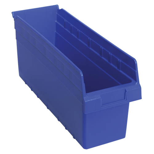 Store-Max Shelf Bins, 6-5/8" W x 8" H x 17-7/8" D, Blue, 56 lbs. Capacity D. Morneault & Fils