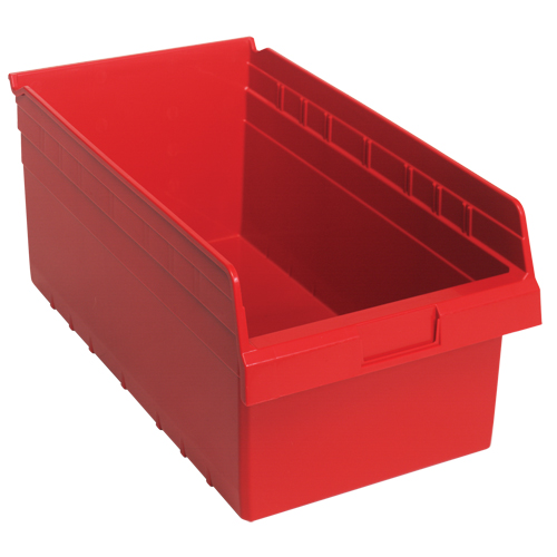 Store-Max Shelf Bins, 11-1/8" W x 8" H x 17-7/8" D, Red, 56 lbs. Capacity D. Morneault & Fils