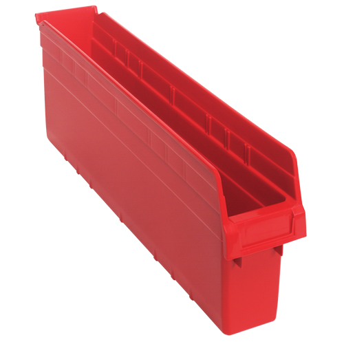 Store-Max Shelf Bins, 4-3/8" W x 8" H x 23-5/8" D, Red, 68 lbs. Capacity D. Morneault & Fils