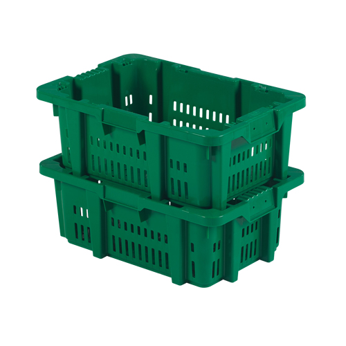 Contenant en plastique Stack-N-Nest pour la manutention des aliments, 16" x 23,9" x 8,8", Vert D. Morneault & Fils