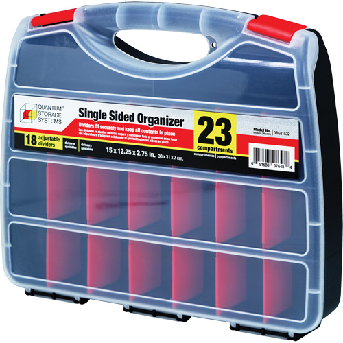 Plastic Compartment Box, 12-1/4" W x 15" D x 2-3/4" H, 23 Compartments D. Morneault & Fils
