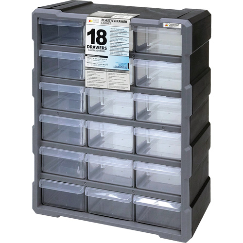 Armoire &agrave; tiroir, Plastique, 18 tiroirs, 15" x 6-1/4" x 18-3/4", Noir D. Morneault & Fils