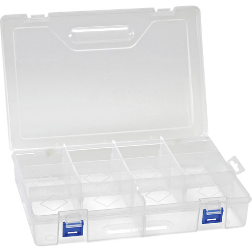 Plastic Compartment Box, 7.75" W x 11.75" D x 2.2" H, 10 Compartments D. Morneault & Fils