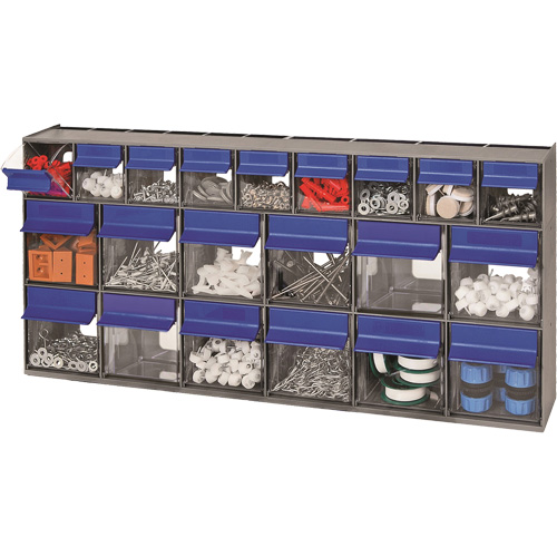 Tilt Bins Unit, 23-5/8" W x 3-5/8" D x 11-1/6" H, 21 Drawers D. Morneault & Fils