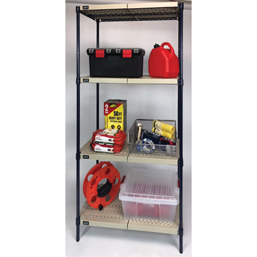 &eacute;tag&egrave;re en fils m&eacute;talliques avec tablettes en plastique, Cadre en fils m&eacute;talliques avec tablettes en plastique, Sans boulons, Capacit&eacute; 600 lb, 30" la x 72" h x 18" p D. Morneault & Fils