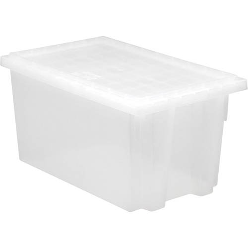 Heavy-Duty Stack & Nest Tote, 10" x 19.5" x 23.5", Clear D. Morneault & Fils