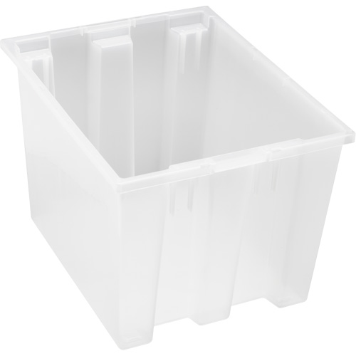 Heavy-Duty Stack & Nest Tote, 13" x 15.5" x 19.5", Clear D. Morneault & Fils