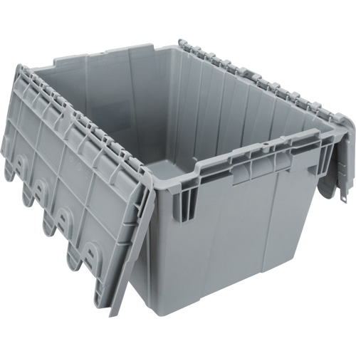Flip Top Plastic Distribution Container, 21.65" x 15.5" x 12.5", Grey D. Morneault & Fils
