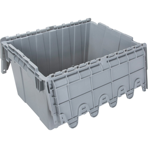 Flip Top Plastic Distribution Container, 21.65" x 15.5" x 12.5", Grey D. Morneault & Fils