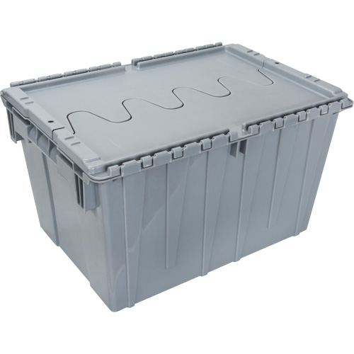 Flip Top Plastic Distribution Container, 21.65" x 15.5" x 12.5", Grey D. Morneault & Fils