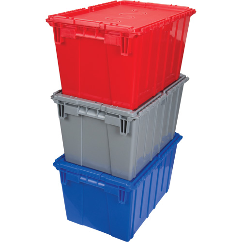 Flip Top Plastic Distribution Container, 21.65" x 15.5" x 12.5", Grey D. Morneault & Fils