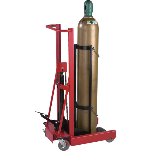 &eacute;l&eacute;vateur hydraulique pour cylindre, Roues Caoutchouc, Base de 12" la x 20" lo, 300 lb D. Morneault & Fils