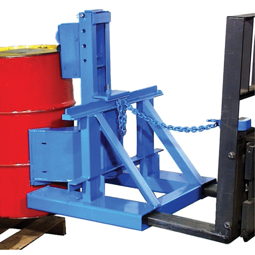 Manipulateur de barils MORSPEED 1500 pour chariot &eacute;l&eacute;vateur, Pour 55 gal. US (45 gal. imp.) D. Morneault & Fils