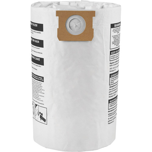 Sacs filtrants pour d&eacute;bris secs jetables de type G, 15 - 22 gal US D. Morneault & Fils
