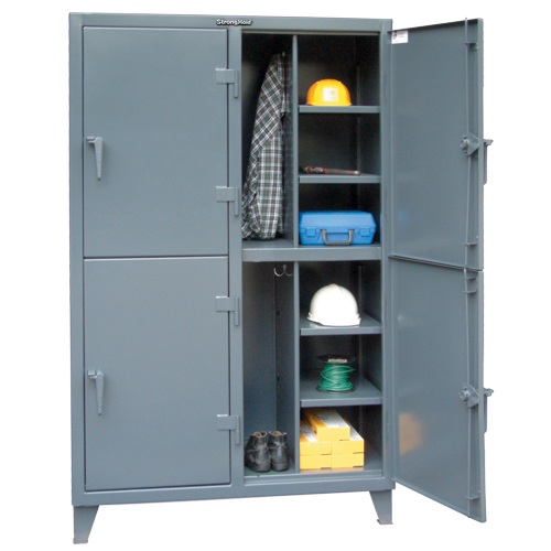 CASIER,50"LAX24"PX72"H,4PORTES, Acier, 8 Tablettes, 72" h x 50" la x 24" P, Gris D. Morneault & Fils