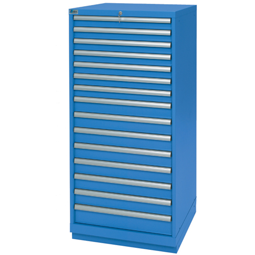 Armoires de rangement avec tiroirs, 15 tiroirs, 28-1/4" la x 28-1/2" p x 59-1/2" h, Bleu brillant D. Morneault & Fils