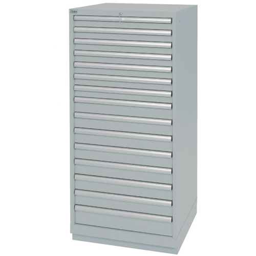 Drawer Cabinets, 15 Drawers, 28-1/4" W x 28-1/2" D x 59-1/2" H, Grey D. Morneault & Fils