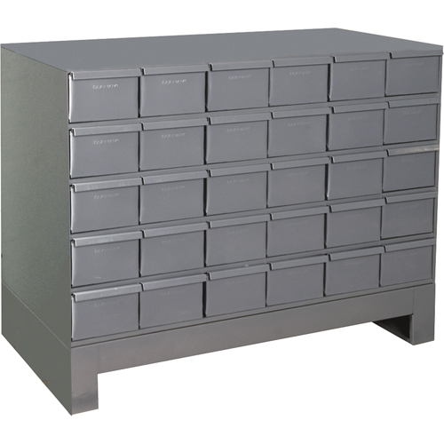 Industrial Drawer Cabinets With Base, 30 Drawers, 34-1/8" W x 12-1/4" D x 26-7/8" H, Grey D. Morneault & Fils