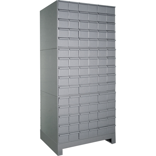 Armoires &agrave; tiroirs industriels avec base, 90 tiroirs, 34-1/8" la x 12-1/4" p x 69-1/8" h, Gris D. Morneault & Fils