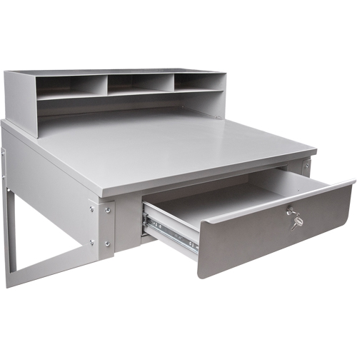 Wall-Mounted Shop Desk, 34-1/2" W x 28" D x 31" H, Grey D. Morneault & Fils