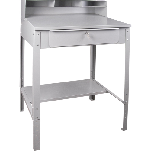 Open Floor Style Shop Desk, 34-1/2" W x 30" D x 53" H, Grey D. Morneault & Fils