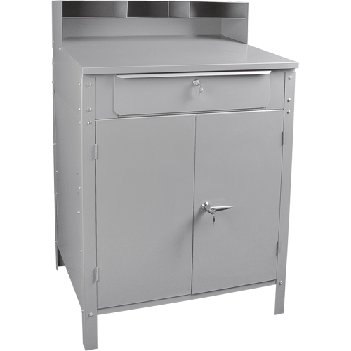 Cabinet Style Shop Desk, 34-1/2" W x 30" D x 53" H, Grey D. Morneault & Fils