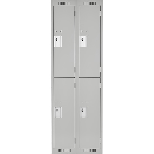 Clean Line Lockers, 2 -tier, Bank of 2, 24" x 18" x 72", Steel, Grey, Rivet (Assembled) D. Morneault & Fils