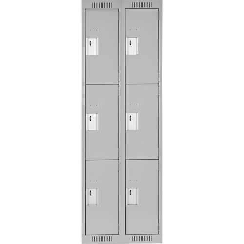 Clean Line Lockers, 3 -tier, Bank of 2, 24" x 18" x 72", Steel, Grey, Rivet (Assembled) D. Morneault & Fils