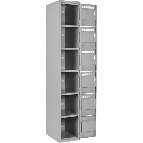 Clean Line Lockerettes, 6 -tier, Bank of 4, 48" x 18" x 72", Steel, Grey, Rivet (Assembled) D. Morneault & Fils